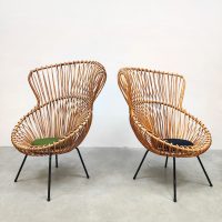 Vintage Dutch design rattan chairs rotan fauteuils 'Rohe Noordwolde'