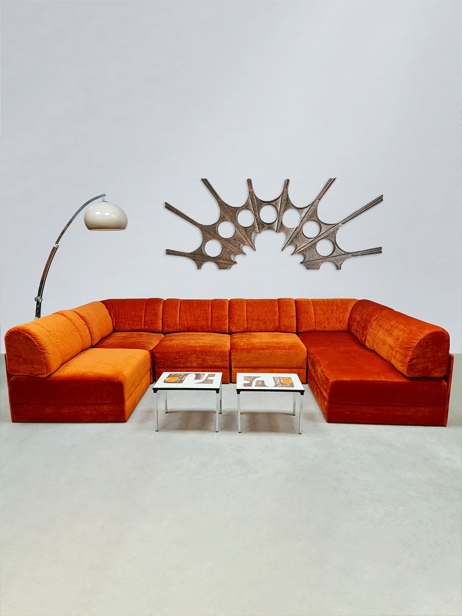 midcentury interior design modular sofa modulaire elementen bank 'Burnt orange'