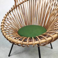 Vintage rattan chair rotan lounge fauteuil Franco Albini stijl groen