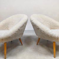 Vintage sheepskin club chairs easy chairs lounge fauteuils schapenvacht