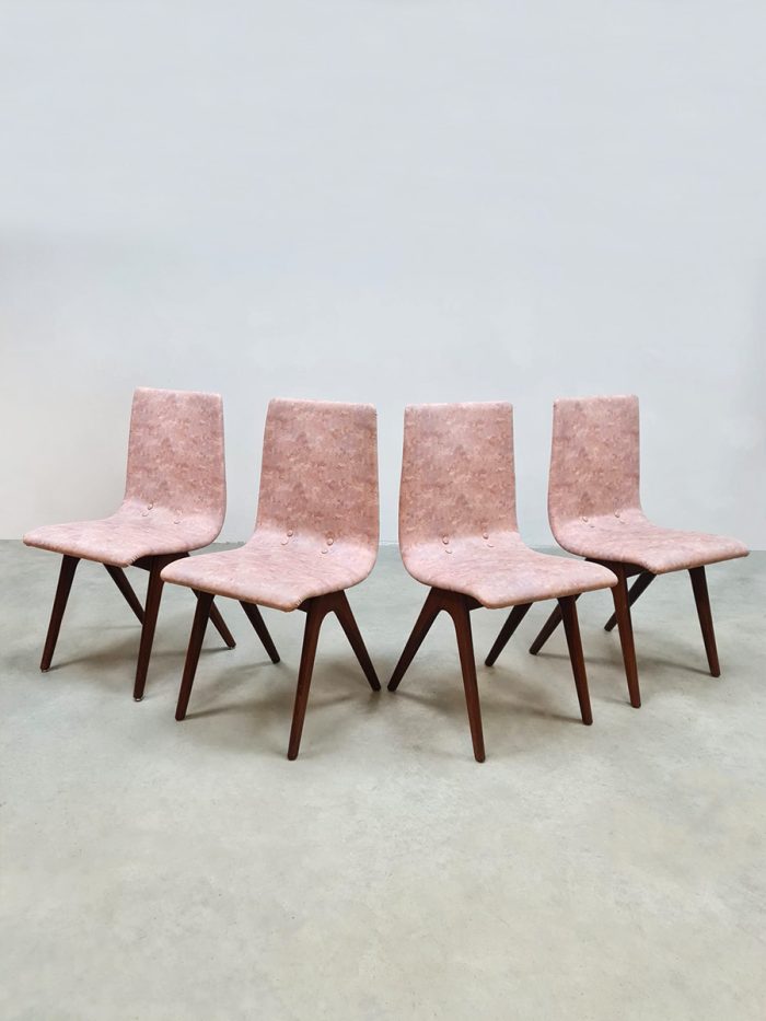 Midcentury design Dutch dining chairs eetkamer stoelen 'C.J. van Os' Culemborg