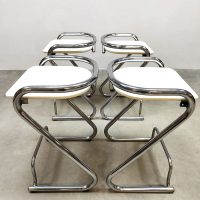 Vintage Swedish chrome stools barkrukken Borge Lindau Bo Lindekrantz 1970