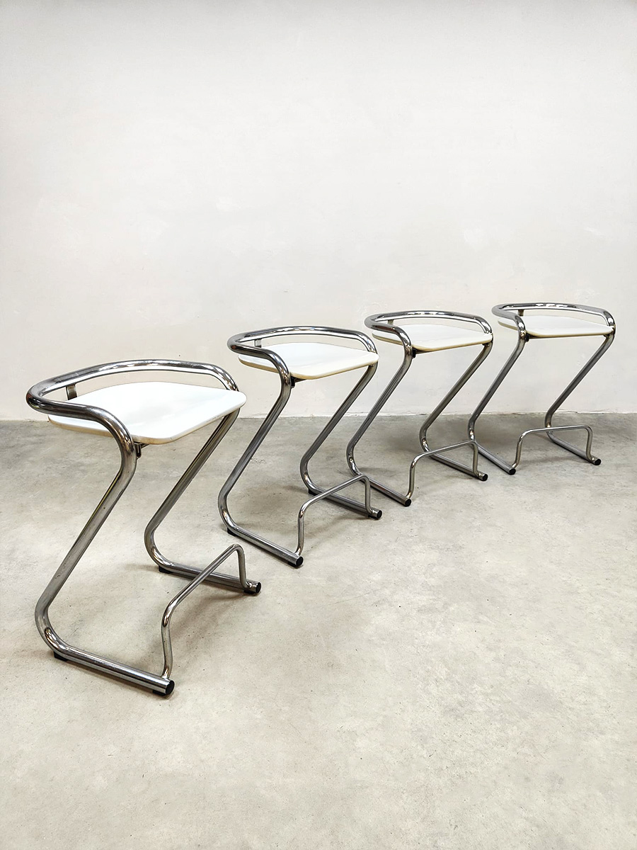 Vintage Swedish chrome stools Borge Lindau Bo Lindekrantz 1970