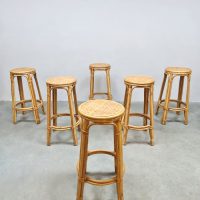 Vintage bamboo barstools stool bamboe barkrukken kruk