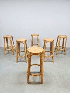 Vintage bamboo barstools stool bamboe barkrukken kruk