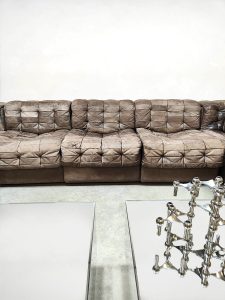 Midcentury interior design modular leather lounge sofa De Sede DS11 modulaire leren bank