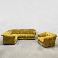 Midcentury design modular lounge padded sofa mellow yellow modulaire bank