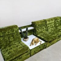 Vintage modular lounge sofa green antique velvet modulaire bank 'green antique velvet'