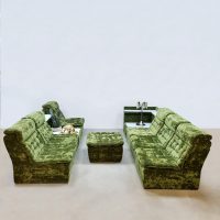 Vintage modular lounge sofa 'green antique velvet'