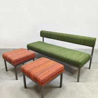 Vintage Dutch design dining set bench &stools eetkamer bank & krukken 1960s