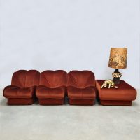 Vintage luxury Italian design modular sofa modulaire elementen bank 'Burnt orange'