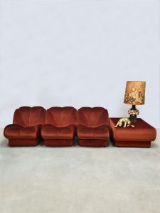 Vintage luxury Italian design modular sofa modulaire elementen bank 'Burnt orange'