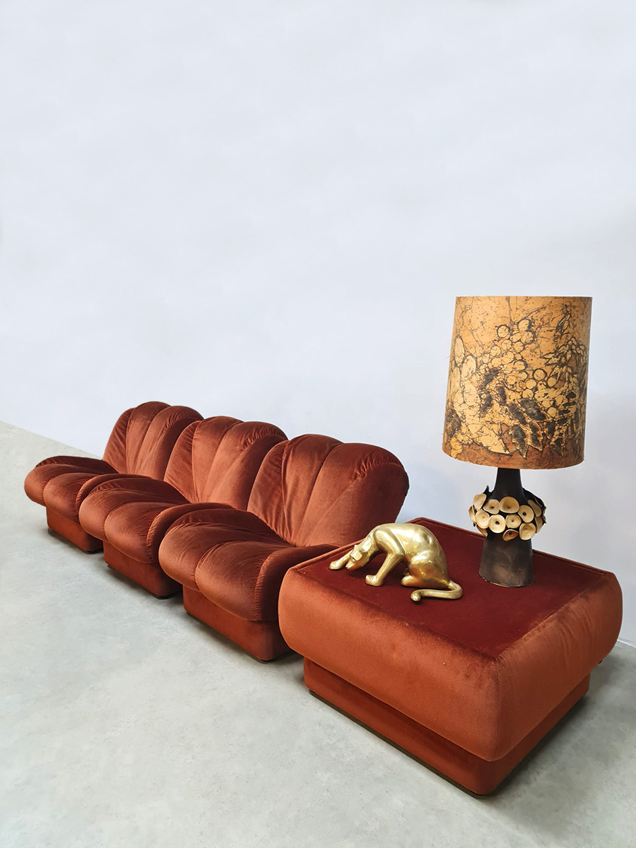 Midcentury interior styling Italian design modular sofa modulaire elementen bank 'Burnt orange'