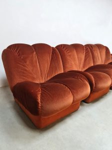 Vintage Italian design modular sofa modulaire elementen bank 'Burnt orange'
