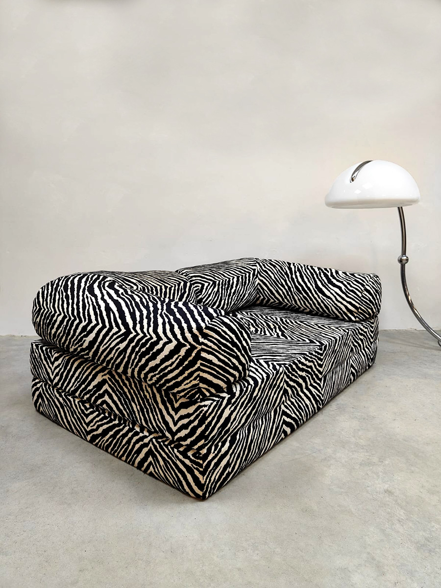 Vintage lounge sofa daybed bank slaapbank 'Zebra print'