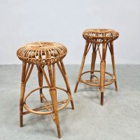 Vintage bamboo barstools stool bamboe barkrukken kruk 'Bohemian'