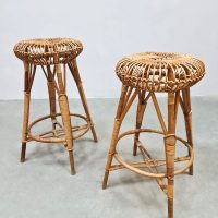 Vintage design bamboo barstools stool bamboe barkrukken kruk 'tiki'