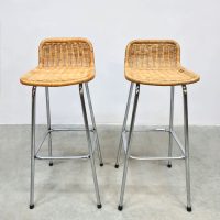 midcentury interior design rattan barstools stool rieten barkrukken kruk