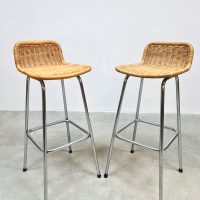 Vintage design rattan barstools rotan barkrukken Dirk van Sliedregt