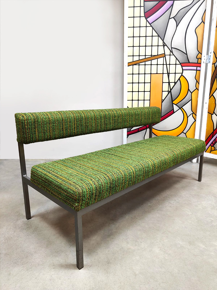 Vintage interior styling Dutch design dining set bench & stools eetkamer bank en krukken Sixties