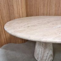 Vintage travertin round dining table ronde eetkamertafel Skipper