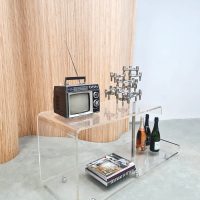 Eighties vintage Italian design plexiglass tv cabinet display side table tv kast trolley 1980