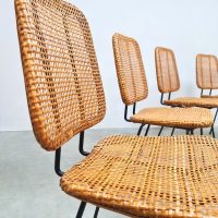 Vintage rare Dutch design rattan dinner chairs Dirk van Sliedregt