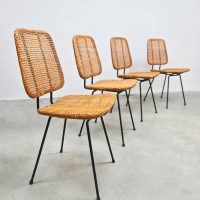Midcentury rare Dutch design rattan dinner chairs rotan eetkamerstoelen Dirk van Sliedregt
