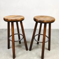 French wooden vintage barstools