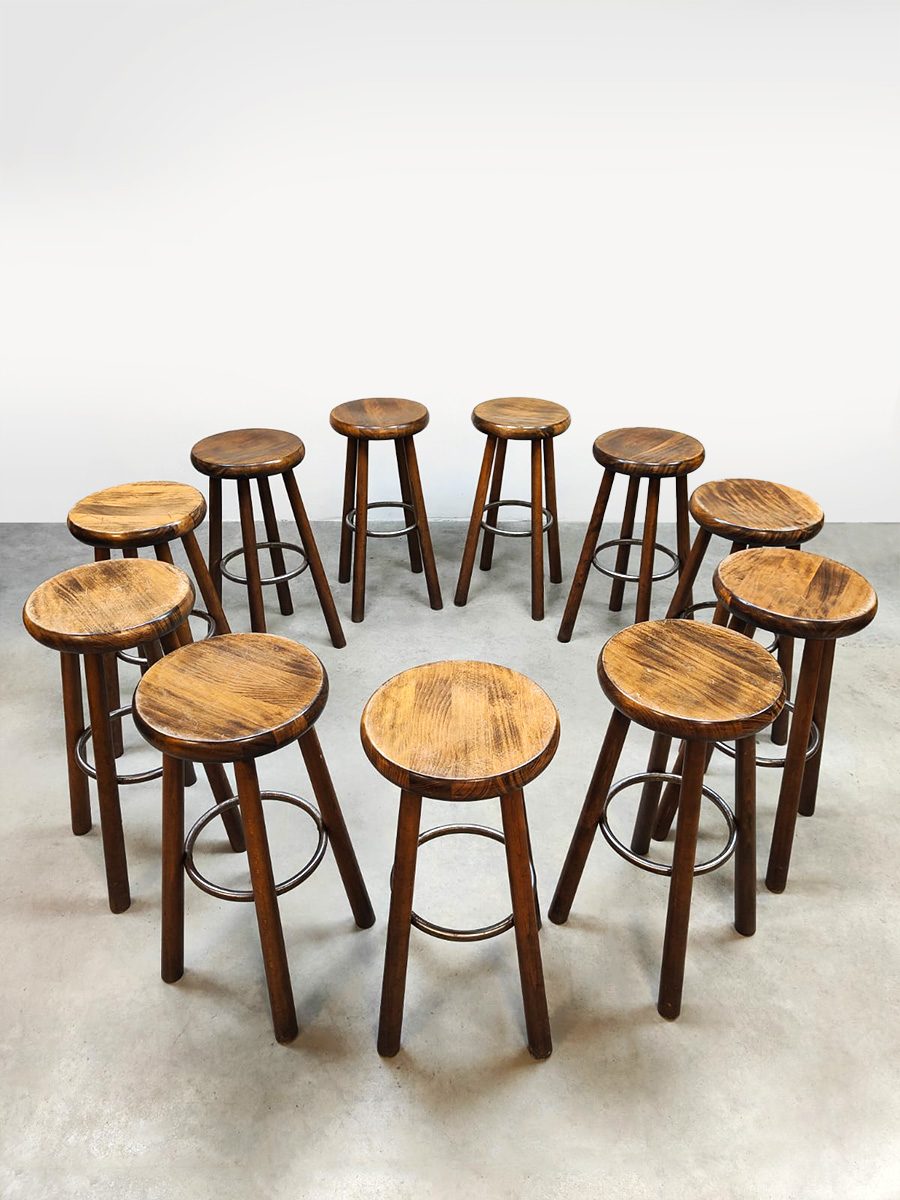 French wooden vintage barstools