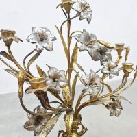 Antieke bloemen kandelaars antic candle holders brass flowers