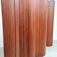 Vintage Art Deco French tambour wooden foldable room divider paravan Jomain Baumann 1940