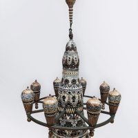 Vintage Dutch ceramic chandelier H. Jacobs atelier 'De Champignon' XXL