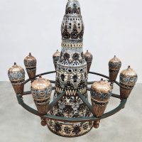 Vintage Dutch ceramic chandelier H. Jacobs atelier 'De Champignon' XXL