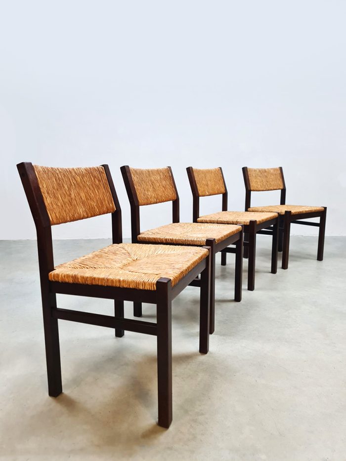Vintage Dutch design Wengé dining chairs eetkamerstoelen SE82 Martin Visser Spectrum