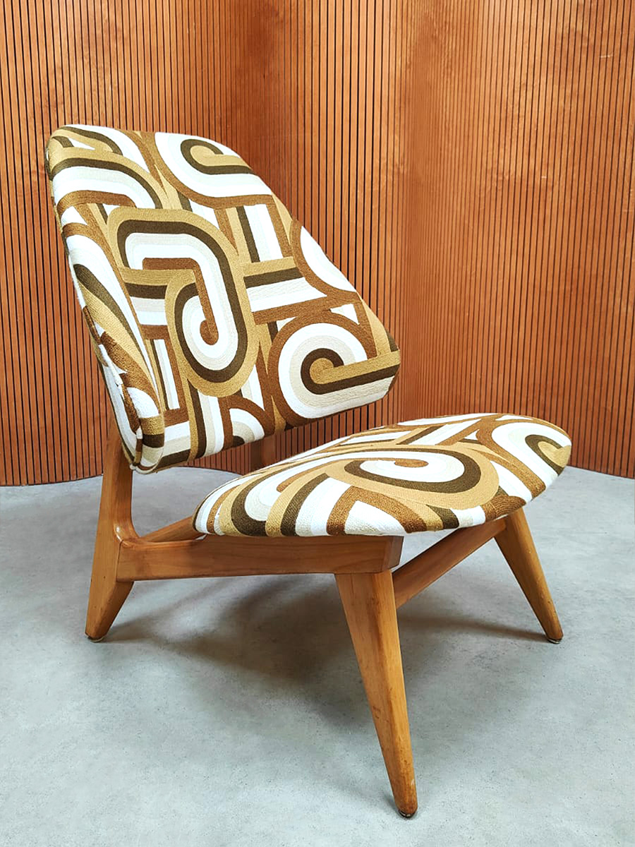 Midcentury interior design Scandinavian easy lounge chair Deense fauteuil 'Geometric pattern'