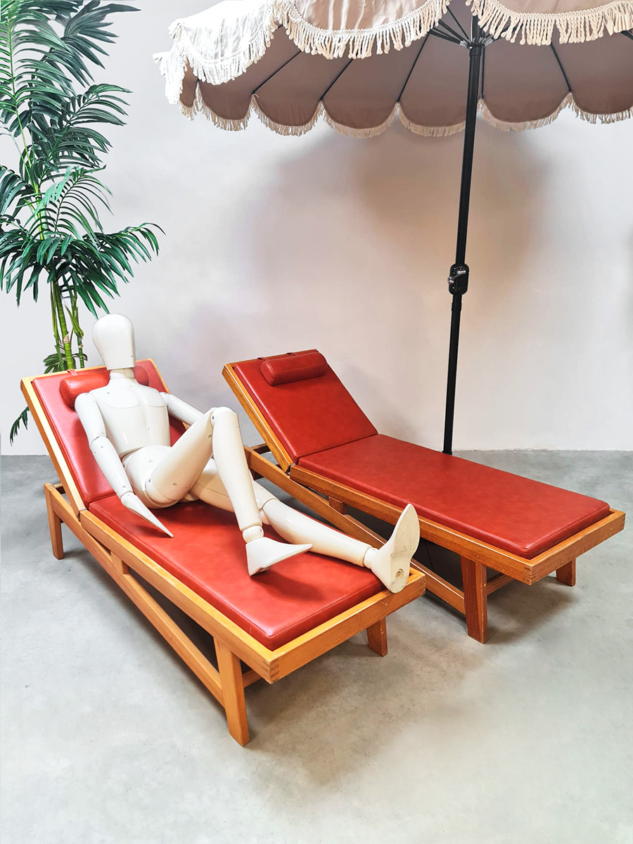 Vintage Swiss design sunbed daybed chaise longue 1950's