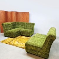 Vintage modular sofa seating elements modulaire bank 'Forest green'