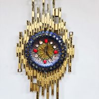 Vintage design Brutalist clock wall sculpture wand klok Franco Bastianelli studio Laurane