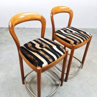 Midcentury modern walnut barstools vintage Scandinavian style