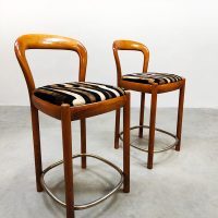 Midcentury modern walnut barstools vintage Scandinavian style