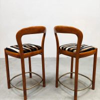 Midcentury modern walnut barstools vintage Scandinavian style