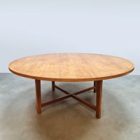 Vintage Danish style XL round dining table ronde eetkamertafel