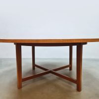 Midcentury interior design Danish style XXL round dining table ronde eetkamertafel