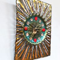 Vintage design Brutalist clock wall sculpture wand klok Franco Bastianelli studio Laurane