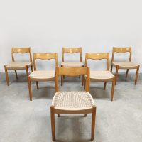 Danish vintage oak papercord dining chairs Deense eiken eetkamerstoelen Hansen ‘Wabi-sabi’