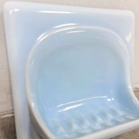 Midcentury glossy ceramic soap dish keramieken zeephouder ''Ocean blue''