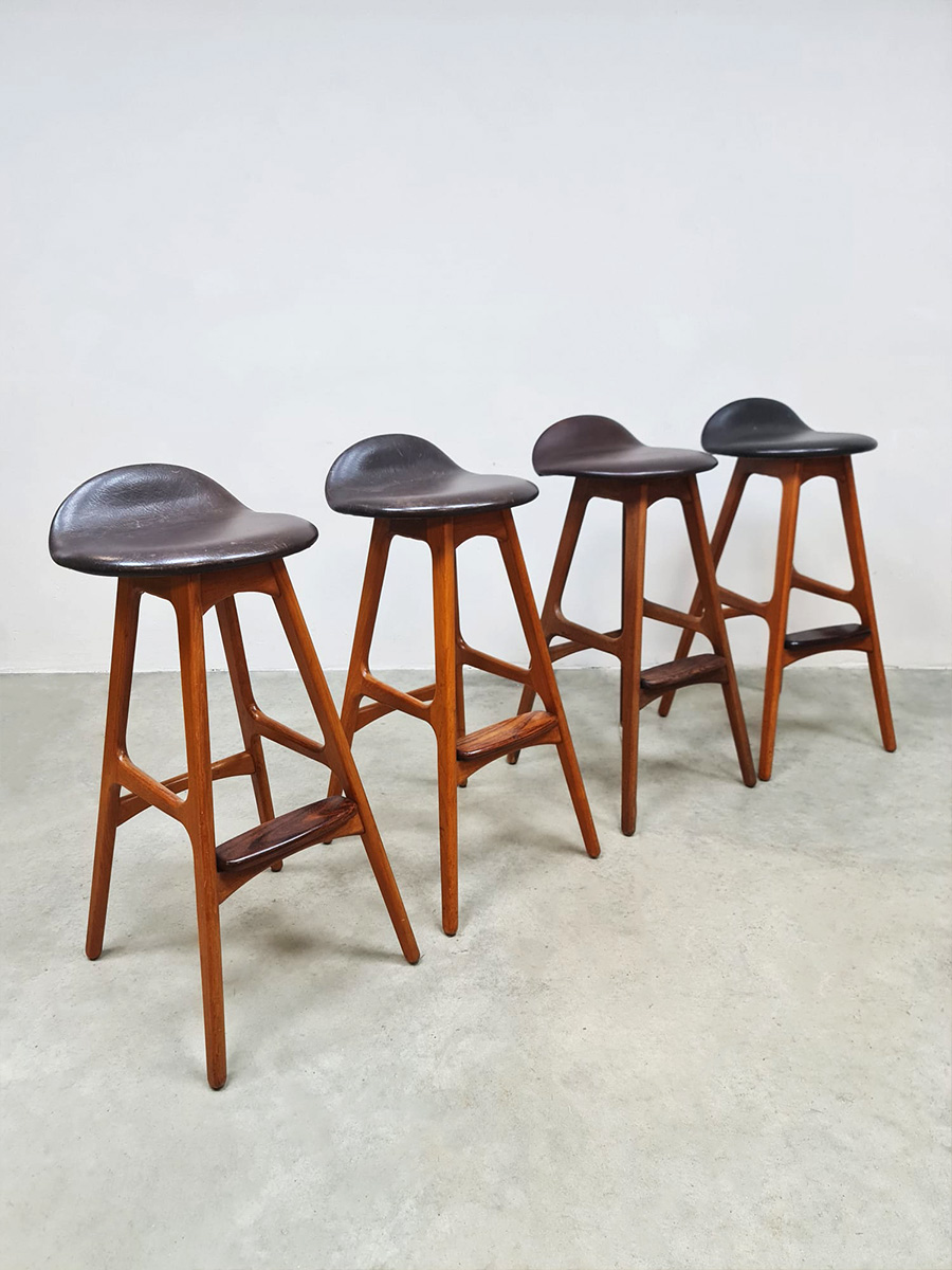 Vintage Danish design teak barstools barkruk OD 61 Erik Buch O.D. Møbler