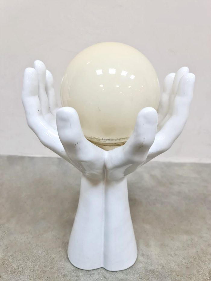 Vintage rare ceramic hand shaped table lamp