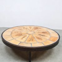 Vintage ceramic herbarium coffee table Roger Capron 1960s